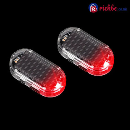 Solar Powered Car Anti-Theft Warning Light - Transparent Shell / Red Light / 2-Pack - Car Accessories