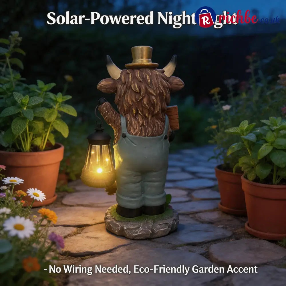 Solar-Powered Scottish Highland Bull Garden Welcome Light