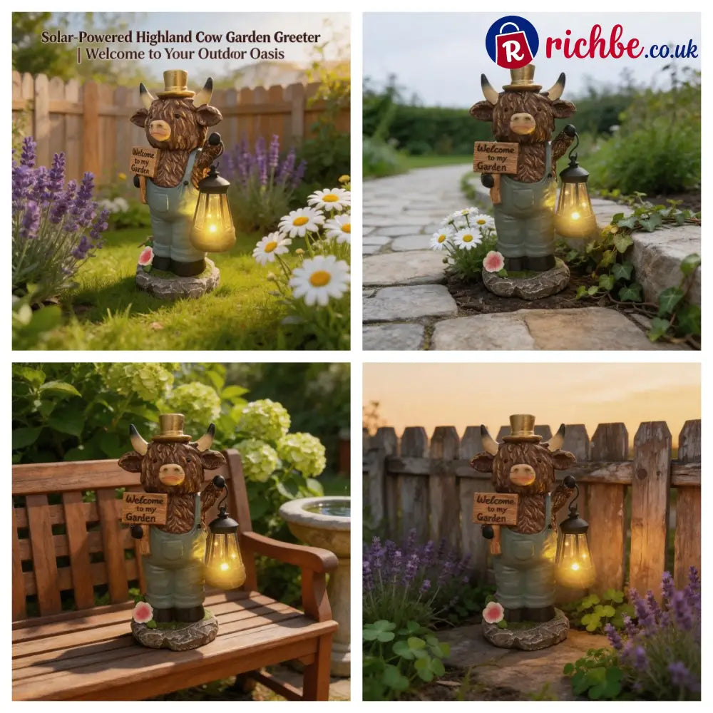 Solar-Powered Scottish Highland Bull Garden Welcome Light