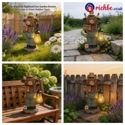 Solar-Powered Scottish Highland Bull Garden Welcome Light