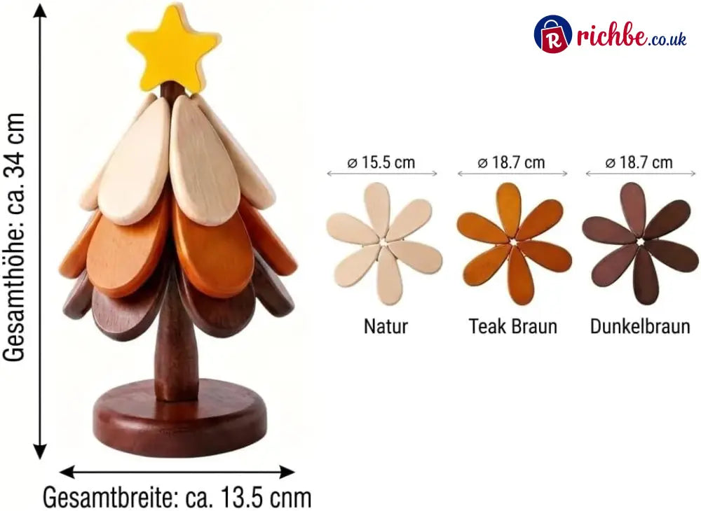 🪵 Solid Wood Heat Resistant Protect Table From Scalding - Tree Shaped Foldable Wooden Trivet🎄