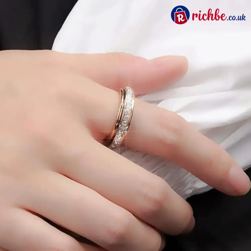 Sparkling Spinning Ring Relieves Anxiety Symbolizes Vows & Luck Waterproof & Fade-Resistant💍
