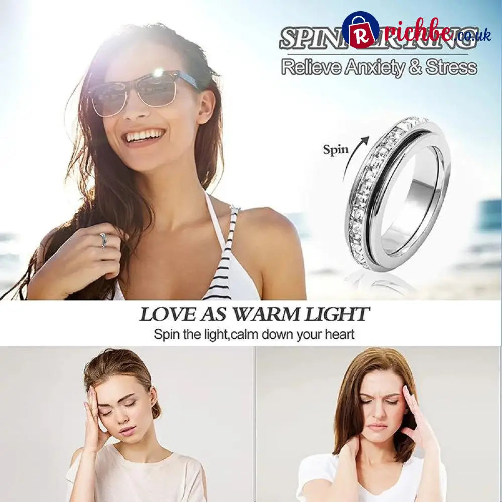Sparkling Spinning Ring Relieves Anxiety Symbolizes Vows & Luck Waterproof & Fade-Resistant💍
