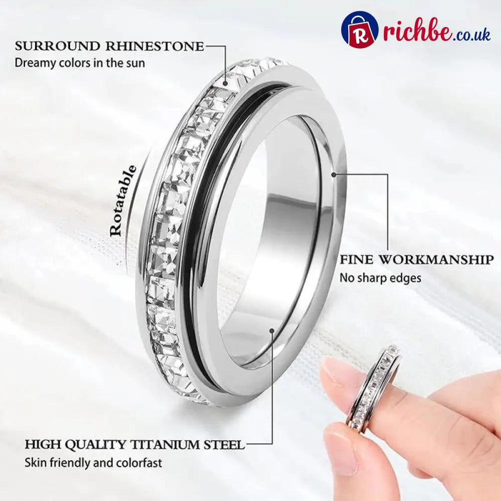 Sparkling Spinning Ring Relieves Anxiety Symbolizes Vows & Luck Waterproof & Fade-Resistant💍
