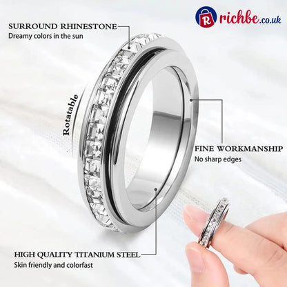 Sparkling Spinning Ring Relieves Anxiety Symbolizes Vows & Luck Waterproof & Fade-Resistant💍