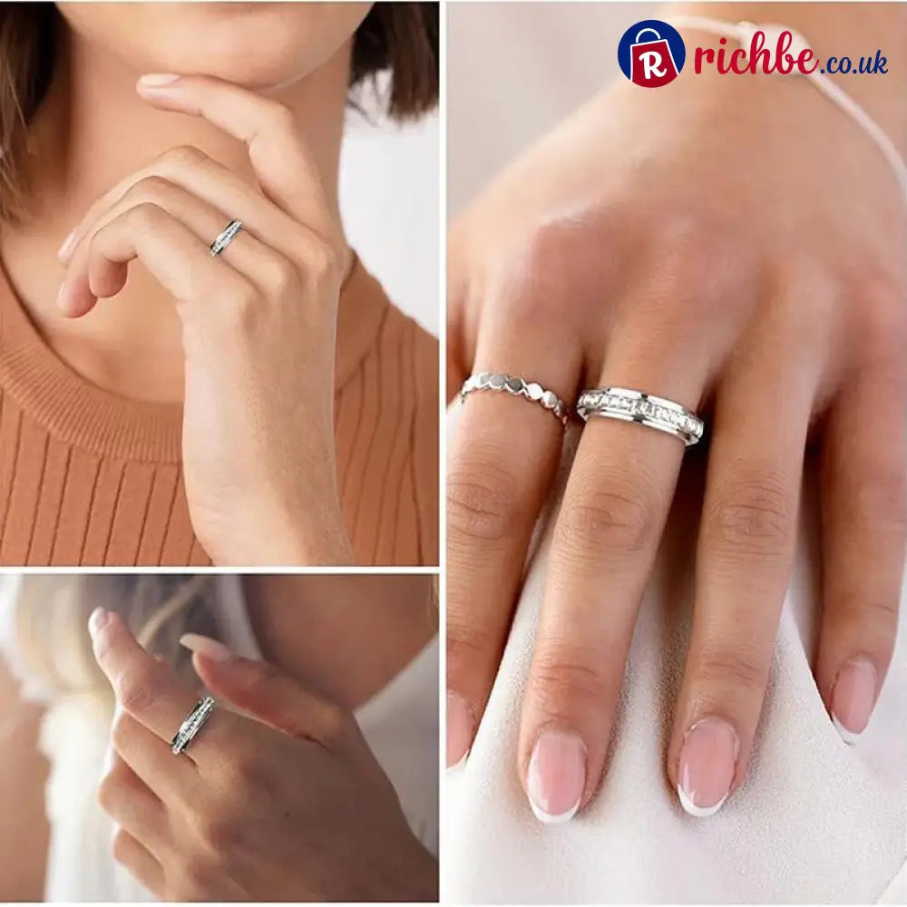Sparkling Spinning Ring Relieves Anxiety Symbolizes Vows & Luck Waterproof & Fade-Resistant💍