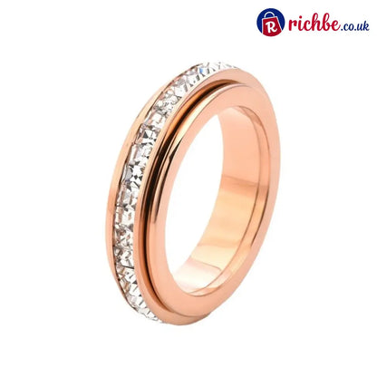 Sparkling Spinning Ring Relieves Anxiety Symbolizes Vows & Luck Waterproof & Fade-Resistant💍 - Rose Gold / 5