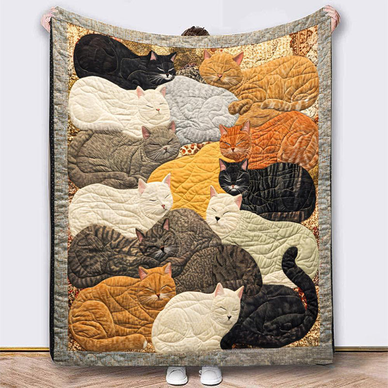🥰2026 HOT SALE-48% OFF!!🐈Cozy 9‑Panel Sleeping Cats Blanket – Ultra‑Soft Flannel, Reversible Design, Perfect for Sofa, Bed & Travel 🌙✨