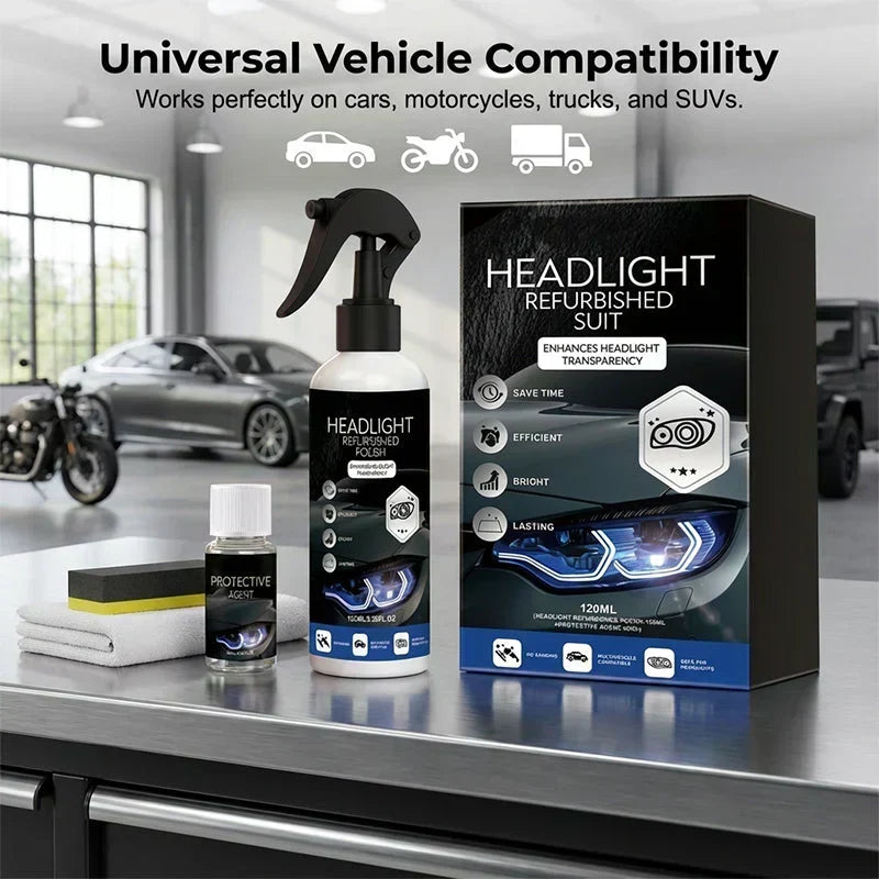 🏆LAST DAY SALE: ONLY ￡9.99!!🚗 🔆Professional Car Headlight Restoration Kit🫧 – Removes yellowing & scratches, restores clarity & UV protection – easy DIY solution ✨