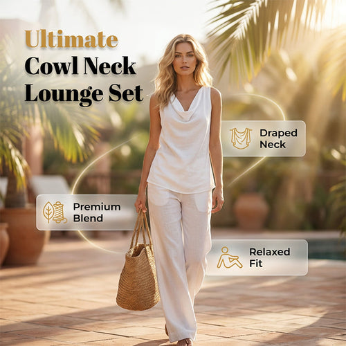 🌙 Elegant Cowl Neck Lounge Set – Soft knit & relaxed fit
