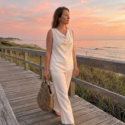 🌙 Elegant Cowl Neck Lounge Set – Soft knit & relaxed fit