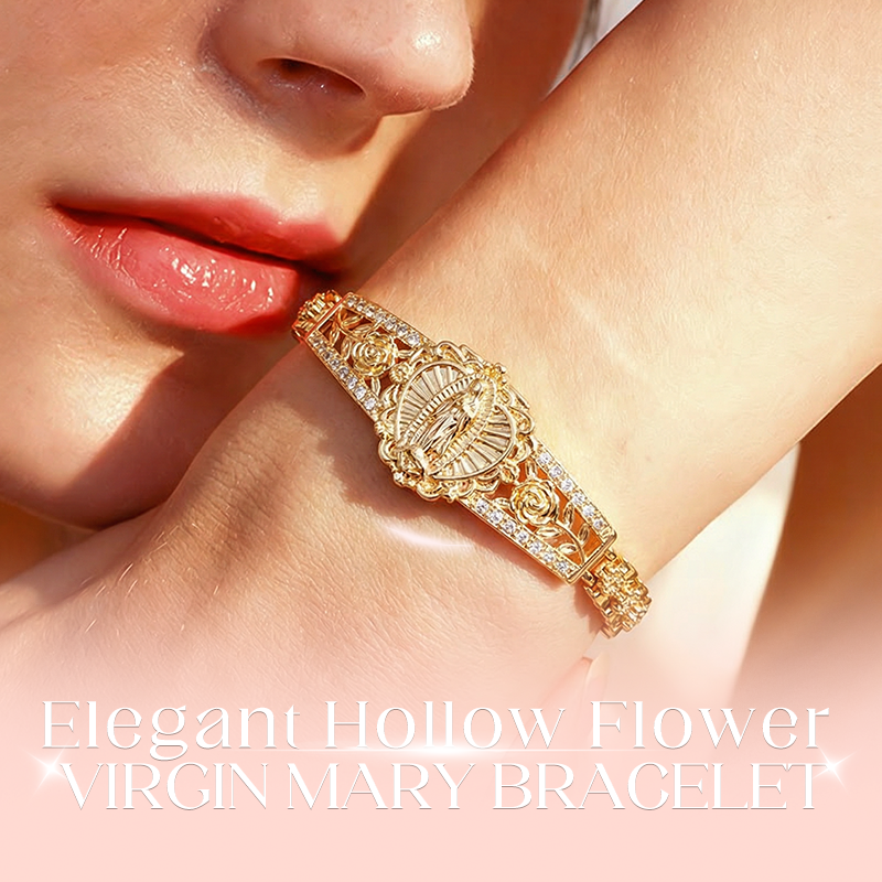 Elegant Hollow Flower Virgin Mary Bracelet ✨