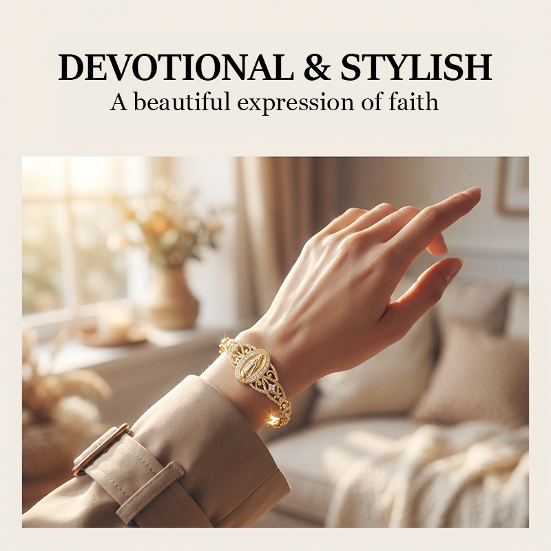 Elegant Hollow Flower Virgin Mary Bracelet ✨