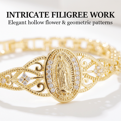 Elegant Hollow Flower Virgin Mary Bracelet ✨