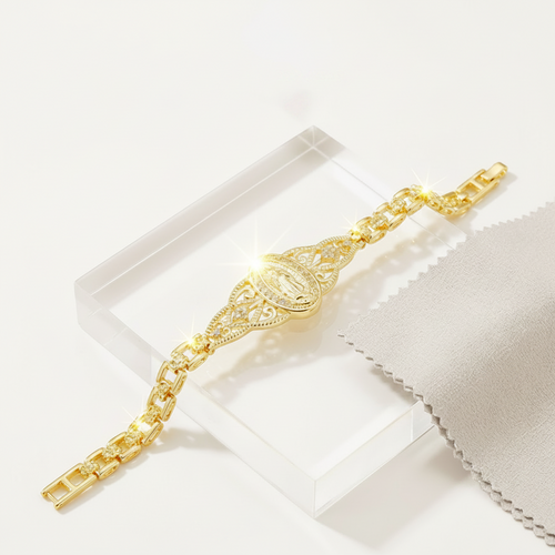 Elegant Hollow Flower Virgin Mary Bracelet ✨