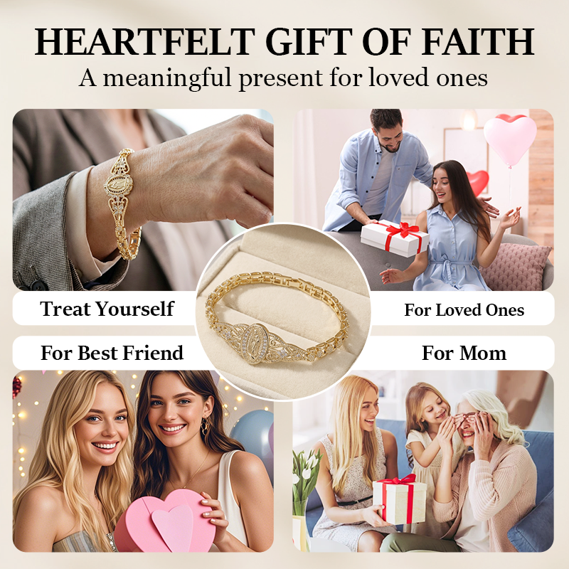 Elegant Hollow Flower Virgin Mary Bracelet ✨