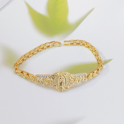 Elegant Hollow Flower Virgin Mary Bracelet ✨