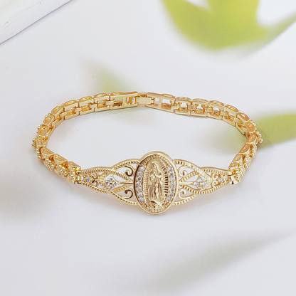 Elegant Hollow Flower Virgin Mary Bracelet ✨