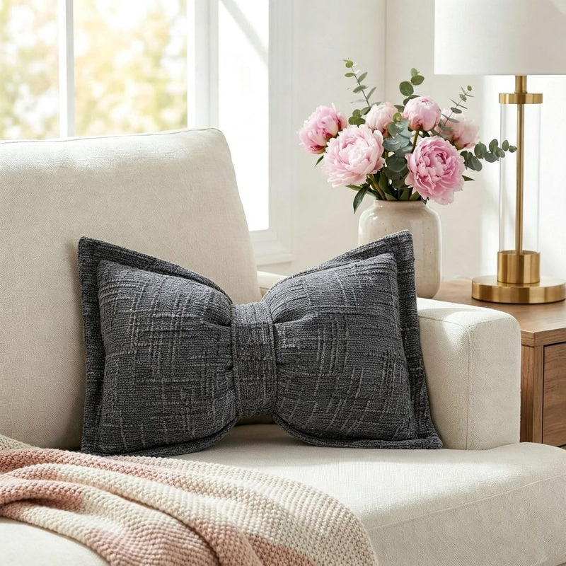 🎀 49% OFF NOW! 🛋️ Soft Chenille Bow-Shaped Throw Pillow – Ultra-soft, plush & decorative – Perfect for sofas, beds & cozy corners ✨