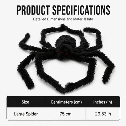 🥳2026 HOT SALE🥳💞50K+ SOLD! 🕷️🎃 50% OFF! Oversized Halloween Spider – 75cm giant leg span, realistic furry body & glowing red eyes. Perfect for porches, gardens & haunted house themes – instant spooky centrepiece! 👻✨