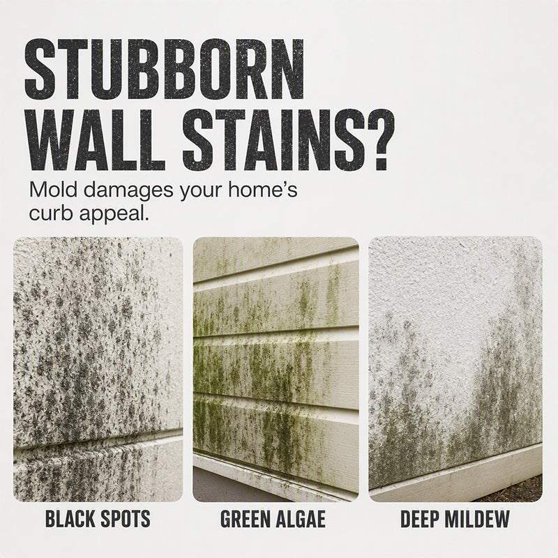 🧽50% OFF NOW! Fast‑Acting Wall Mold Remover Spray, Deep Penetrating Exterior Wall Cleaner, Efficient Black Mold & Green Algae Stain Remover for Outdoor Wall Surfaces