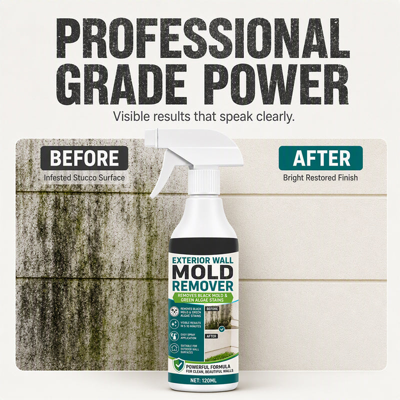 🧽50% OFF NOW! Fast‑Acting Wall Mold Remover Spray, Deep Penetrating Exterior Wall Cleaner, Efficient Black Mold & Green Algae Stain Remover for Outdoor Wall Surfaces