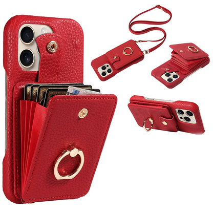 🎉 LIMITED TIME 50% OFF! 📱 Crossbody Wallet Phone Case – RFID Blocking, Accordion Card Slot & Detachable Strap – Litchi Pattern PU Leather ✨