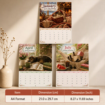 😻49% OFF | 2027 Cats Chillin' with Books Wall Calendar – Adorable Cat‑Book Art, Large Writing Blocks, Perfect Gift For Cat & Book Lovers!