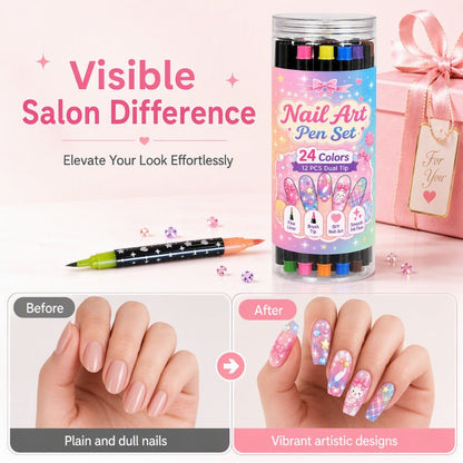 ⏳Time-Limited Special⏰24 Colors Dual Ended Nail Art Pens Set🪄🎨