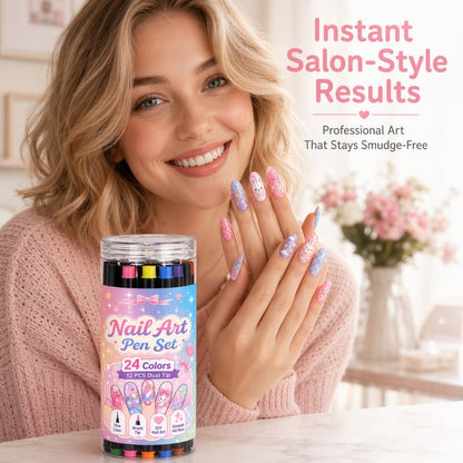 ⏳Time-Limited Special⏰24 Colors Dual Ended Nail Art Pens Set🪄🎨