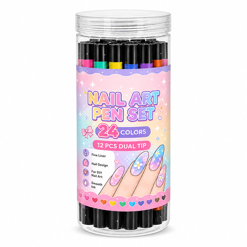 ⏳Time-Limited Special⏰24 Colors Dual Ended Nail Art Pens Set🪄🎨