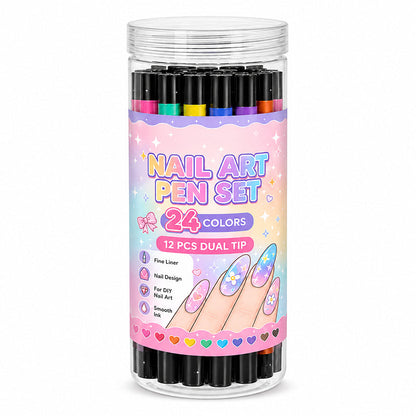 ⏳Time-Limited Special⏰24 Colors Dual Ended Nail Art Pens Set🪄🎨