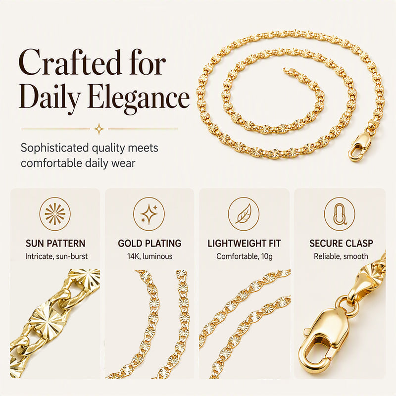 ✨Women's Elegant Gold Plated Flat Chain Necklace