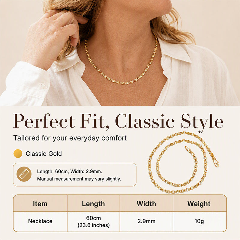 ✨Women's Elegant Gold Plated Flat Chain Necklace