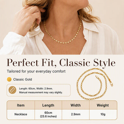 ✨Women's Elegant Gold Plated Flat Chain Necklace