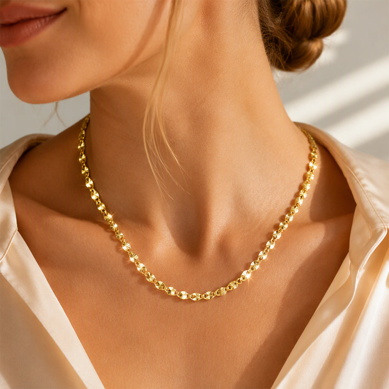 ✨Women's Elegant Gold Plated Flat Chain Necklace