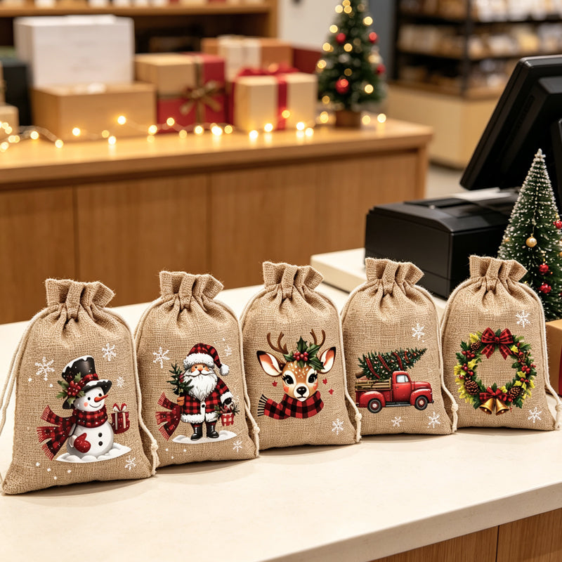 📢📢49% OFF !! ⏰Christmas Drawstring Gift Bags
