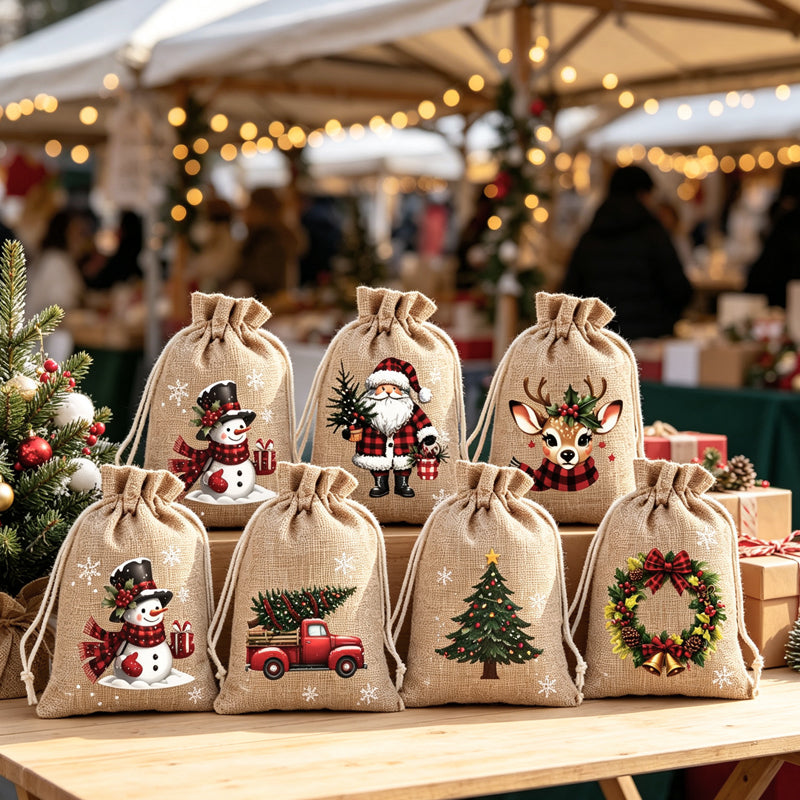 📢📢49% OFF !! ⏰Christmas Drawstring Gift Bags