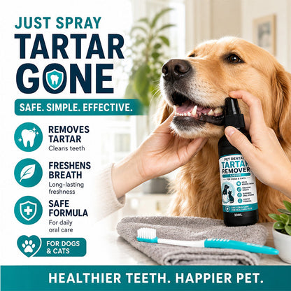🐾 Gentle Pet Dental Cleaning Spray‑ Vet‑Formulated Tartar Remover Spray for Dogs & Cats, Safe Oral Care Solution to Eliminate Bad Breath & Reduce Plaque