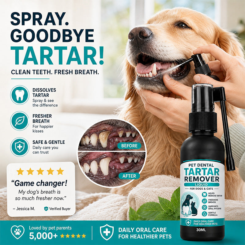🐾 Gentle Pet Dental Cleaning Spray‑ Vet‑Formulated Tartar Remover Spray for Dogs & Cats, Safe Oral Care Solution to Eliminate Bad Breath & Reduce Plaque