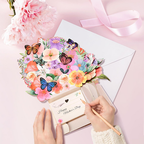 3D Pop-Up Musical Flower Bouquet Card with Lights