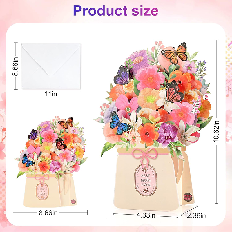 3D Pop-Up Musical Flower Bouquet Card with Lights