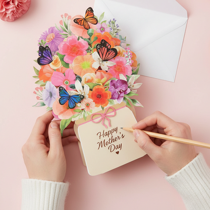 3D Pop-Up Musical Flower Bouquet Card with Lights