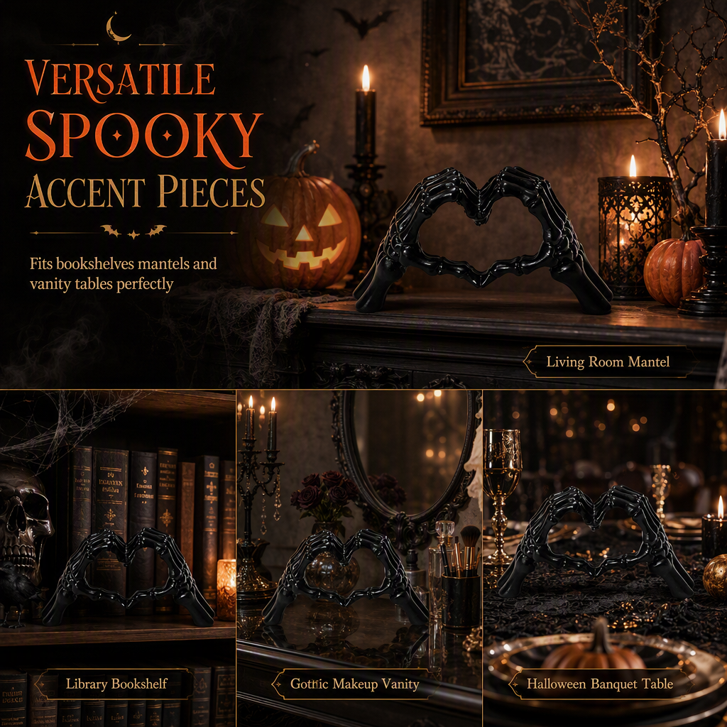 💀 Save 50%! 🎃 Skeleton Figurine – Heart hand gesture & desk‑ready ✨