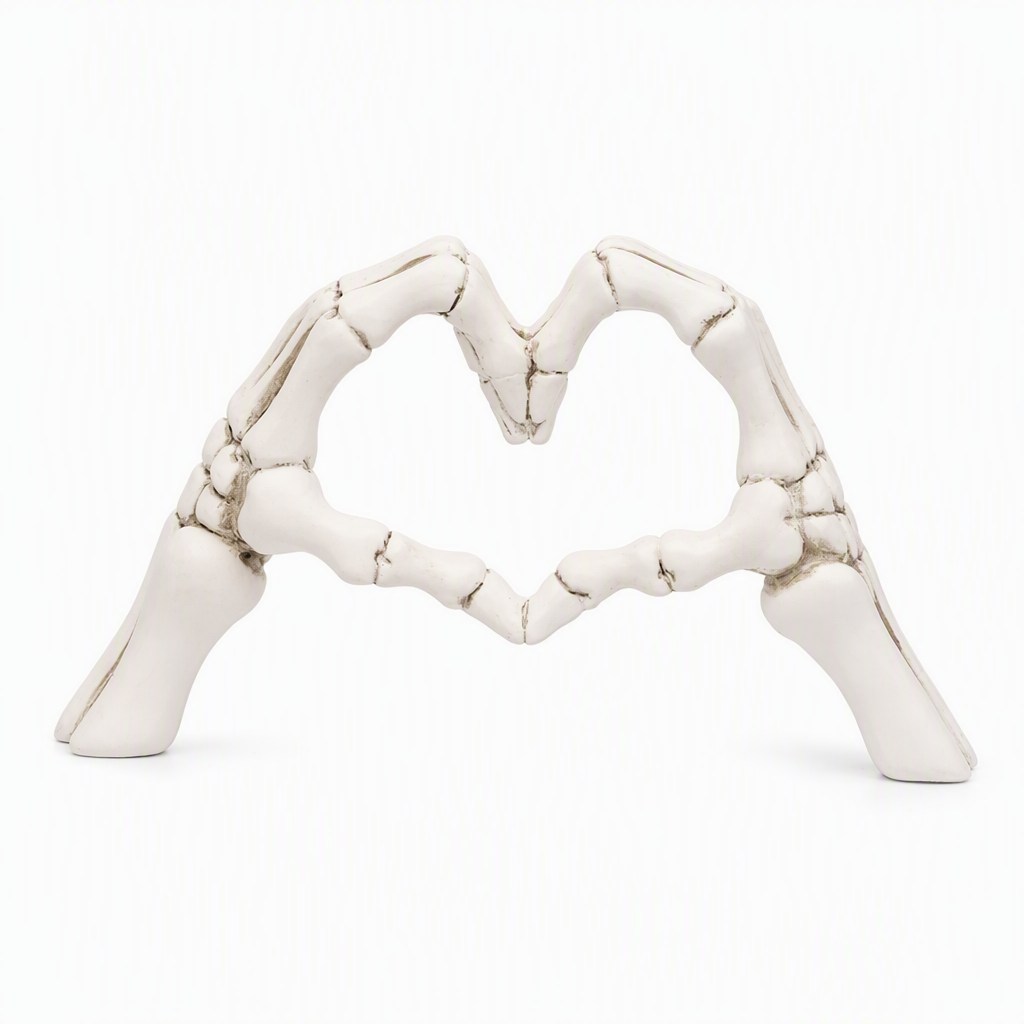 💀 Save 50%! 🎃 Skeleton Figurine – Heart hand gesture & desk‑ready ✨