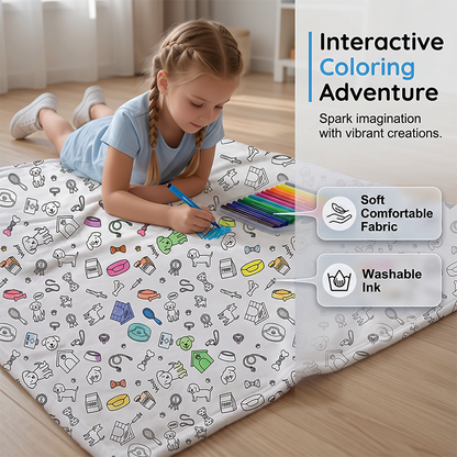 🏆 LIMITED-TIME 49% OFF! 🎨 DIY Coloring Blanket Kit: Ultra-Soft, Skin-Friendly, Washable Markers, Creative Fun for Kids & Adults