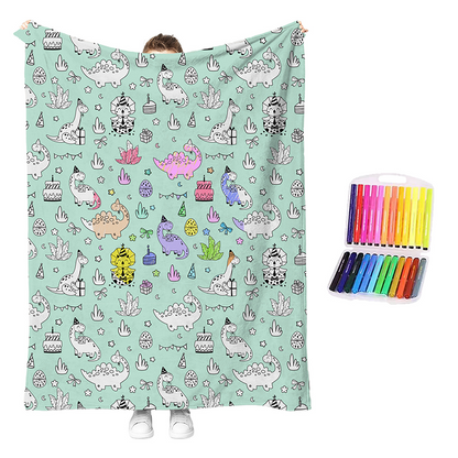🏆 LIMITED-TIME 49% OFF! 🎨 DIY Coloring Blanket Kit: Ultra-Soft, Skin-Friendly, Washable Markers, Creative Fun for Kids & Adults