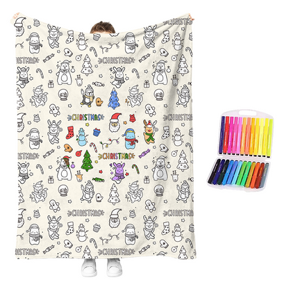 🏆 LIMITED-TIME 49% OFF! 🎨 DIY Coloring Blanket Kit: Ultra-Soft, Skin-Friendly, Washable Markers, Creative Fun for Kids & Adults
