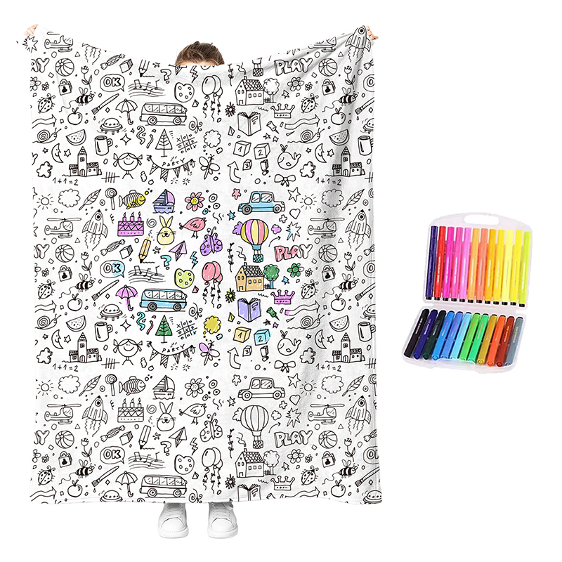 🏆 LIMITED-TIME 49% OFF! 🎨 DIY Coloring Blanket Kit: Ultra-Soft, Skin-Friendly, Washable Markers, Creative Fun for Kids & Adults