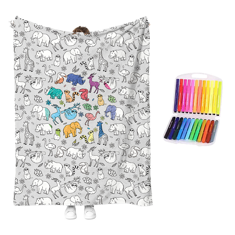 🏆 LIMITED-TIME 49% OFF! 🎨 DIY Coloring Blanket Kit: Ultra-Soft, Skin-Friendly, Washable Markers, Creative Fun for Kids & Adults